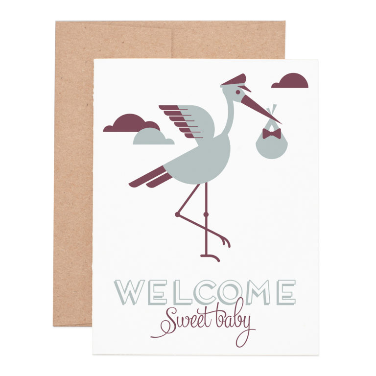 Stork Welcome Baby Cards | Baby Congratulations Cards