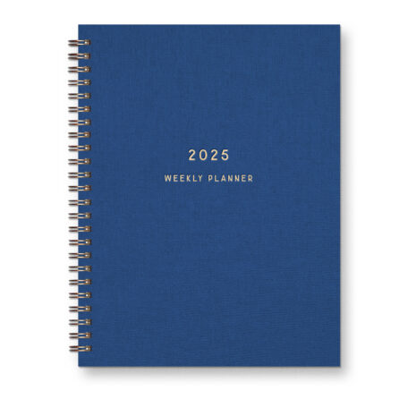 Letterpress 2025 Dated Planner with blue linen cover and simple text