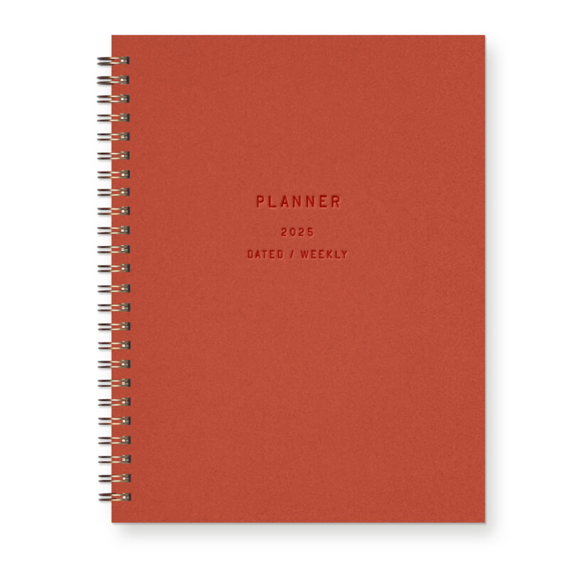 Letterpress 2025 Dated Planner with a Red Cover and Simple text