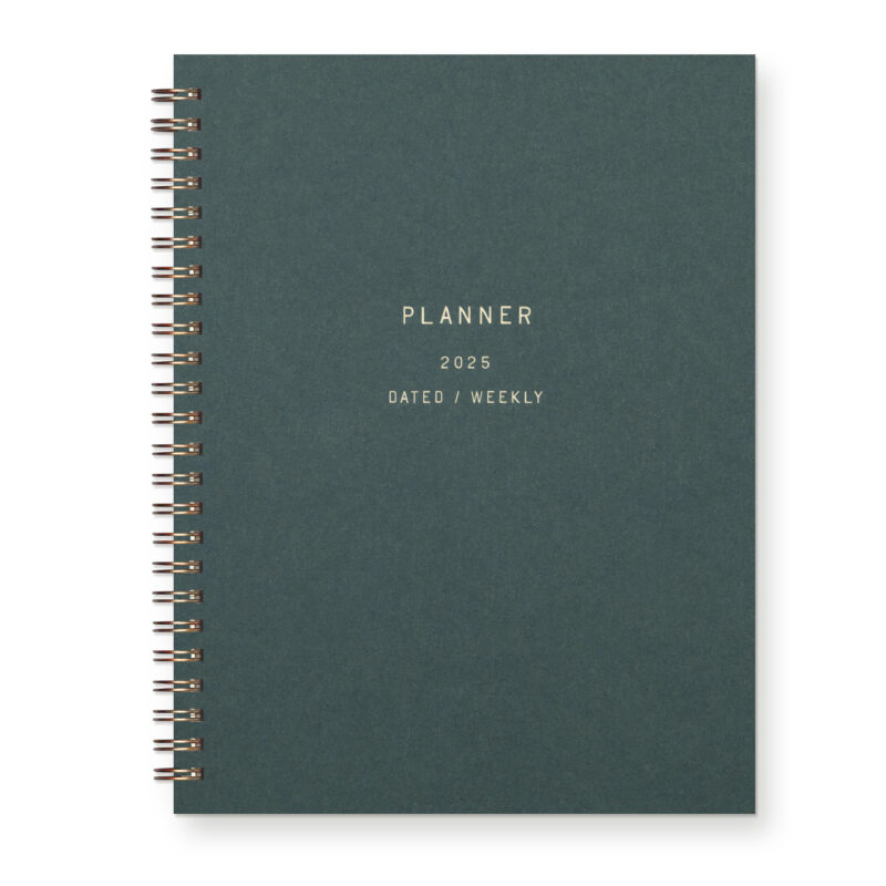 Letterpress 2025 Dated Planner with a Green Cover and Simple text