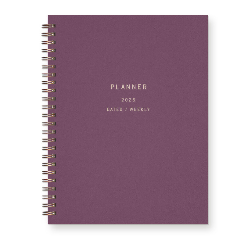 Letterpress 2025 Dated Planner with a Purple Cover and Simple text