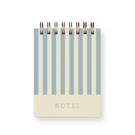 Spiral Bound Mini Notebook with a stripe design featuring the phrase "Notes"