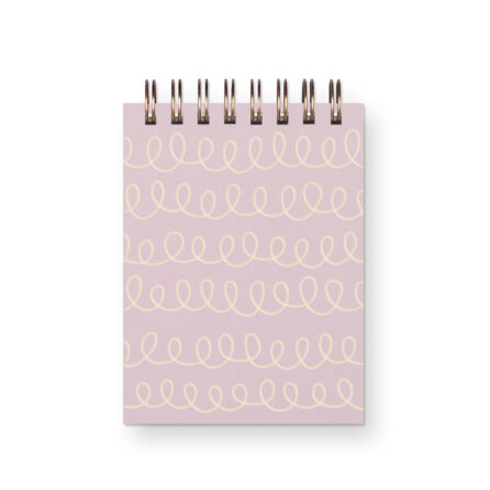 Light purple spiral bound mini notebook featuring a timeless swirl design
